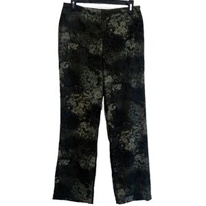 Vintage Sarah B. Studio Women's Green Floral Straight Leg Side Zip Pants Size 6